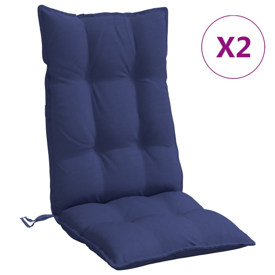 Cojines para silla respaldo alto 2 uds tela Oxford azul