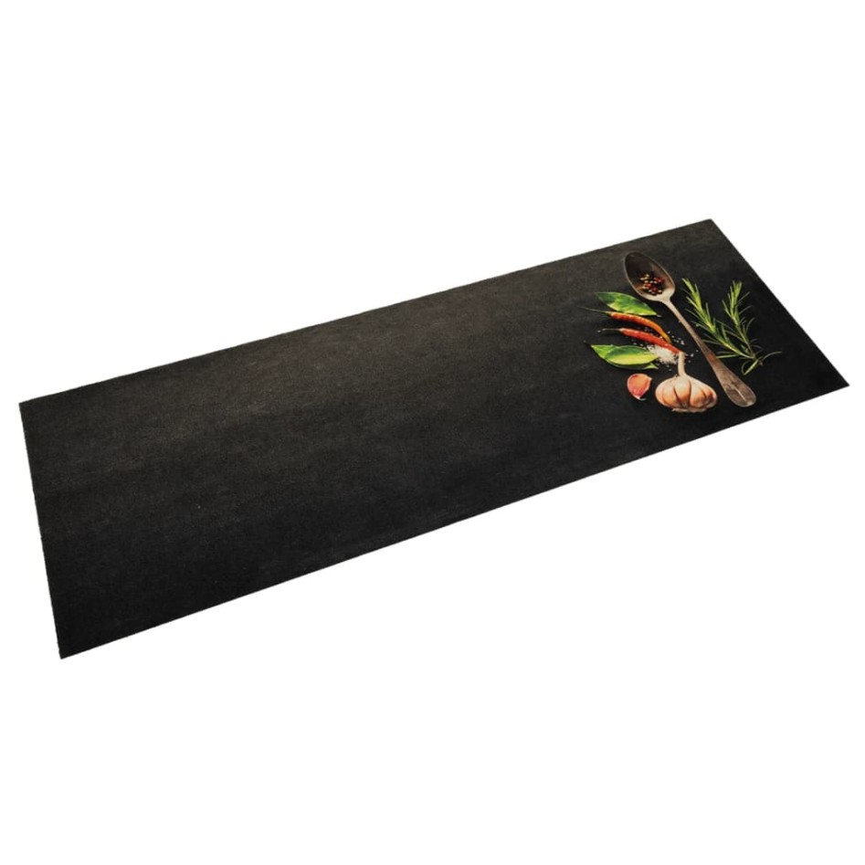 Alfombra de cocina lavable terciopelo dibujo especias 60x180