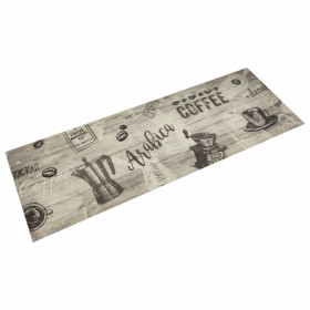 Alfombra de cocina lavable terciopelo gris café 60x180