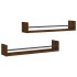 Estantes de pared con barras 2 uds marrón roble 80x16x14