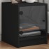 Mesitas de noche con puertas de vidrio 2 uds negro 35x37x42