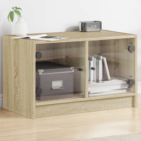 Mueble de TV con puertas de vidrio roble Sonoma 68x37x42