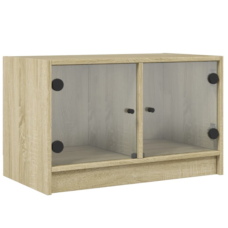 Mueble de TV con puertas de vidrio roble Sonoma 68x37x42