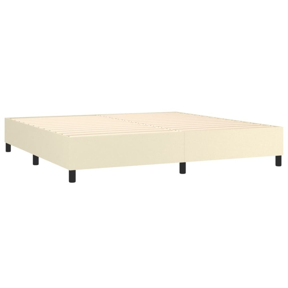 Estructura de cama box spring cuero sintético crema 200x200