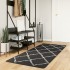 Alfombra de pelo largo moderna negro y crema 80x200