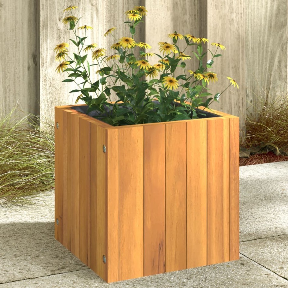 Jardinera de madera maciza de acacia 25x25x25