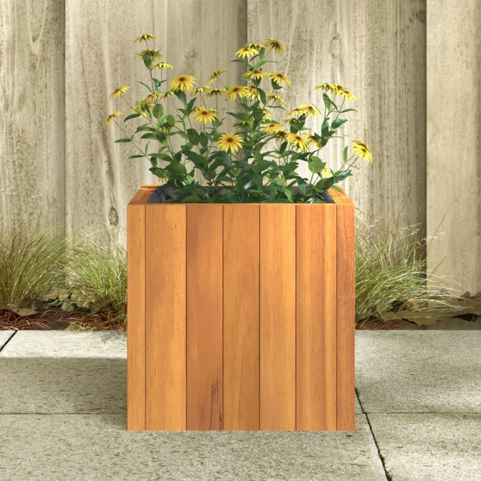 Jardinera de madera maciza de acacia 25x25x25