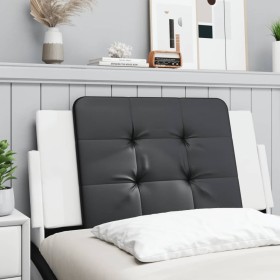 Cabecero de cama acolchado cuero sintético negro blanco 100