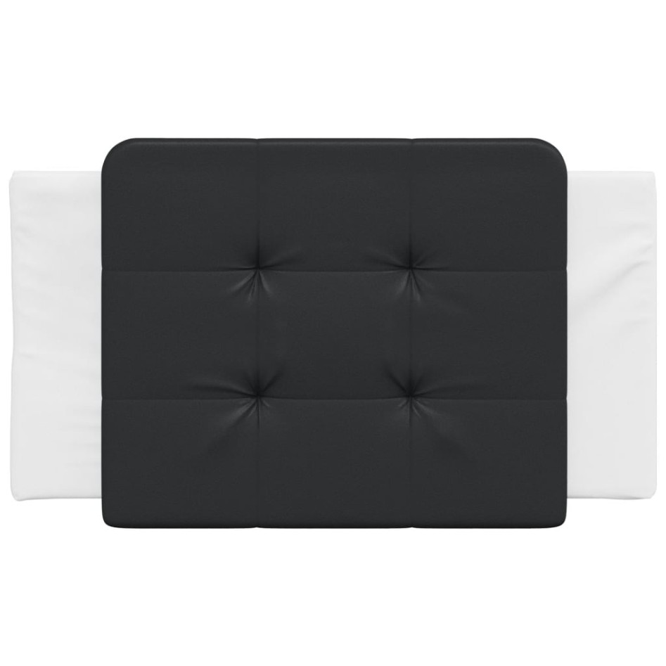 Cabecero de cama acolchado cuero sintético negro y blanco 90