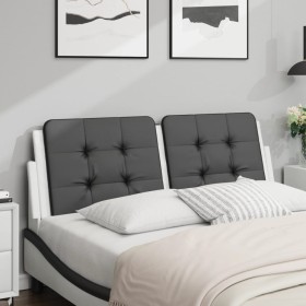 Cabecero de cama acolchado cuero sintético negro blanco 120