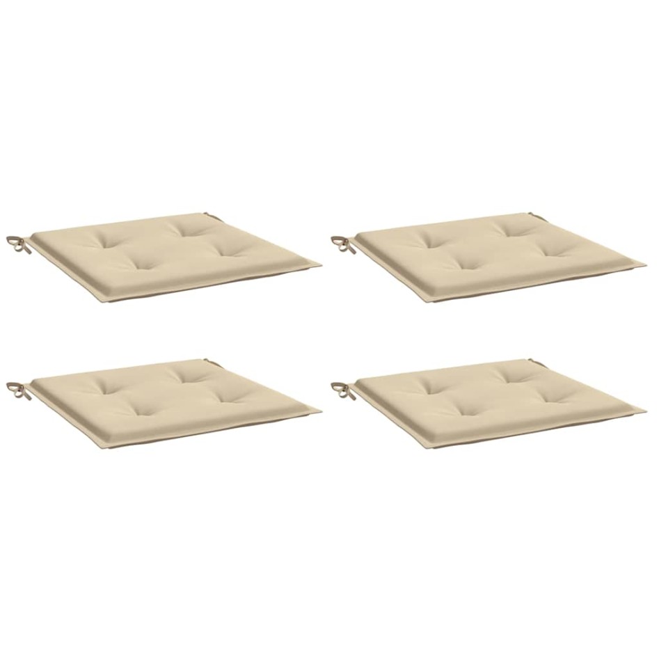 Cojines de silla de jardín 4 uds tela beige 40x40x3