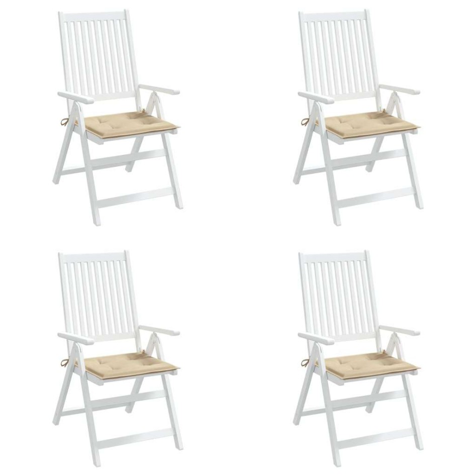 Cojines de silla de jardín 4 uds tela beige 40x40x3