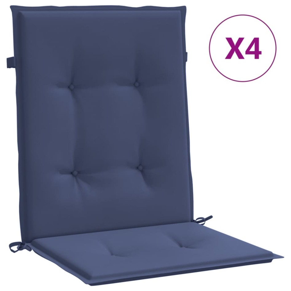 Cojines para silla con respaldo bajo 4 uds tela azul