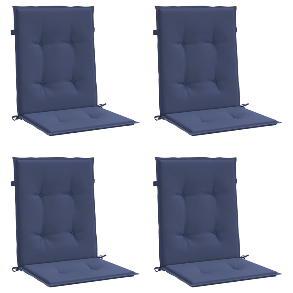 Cojines para silla con respaldo bajo 4 uds tela azul