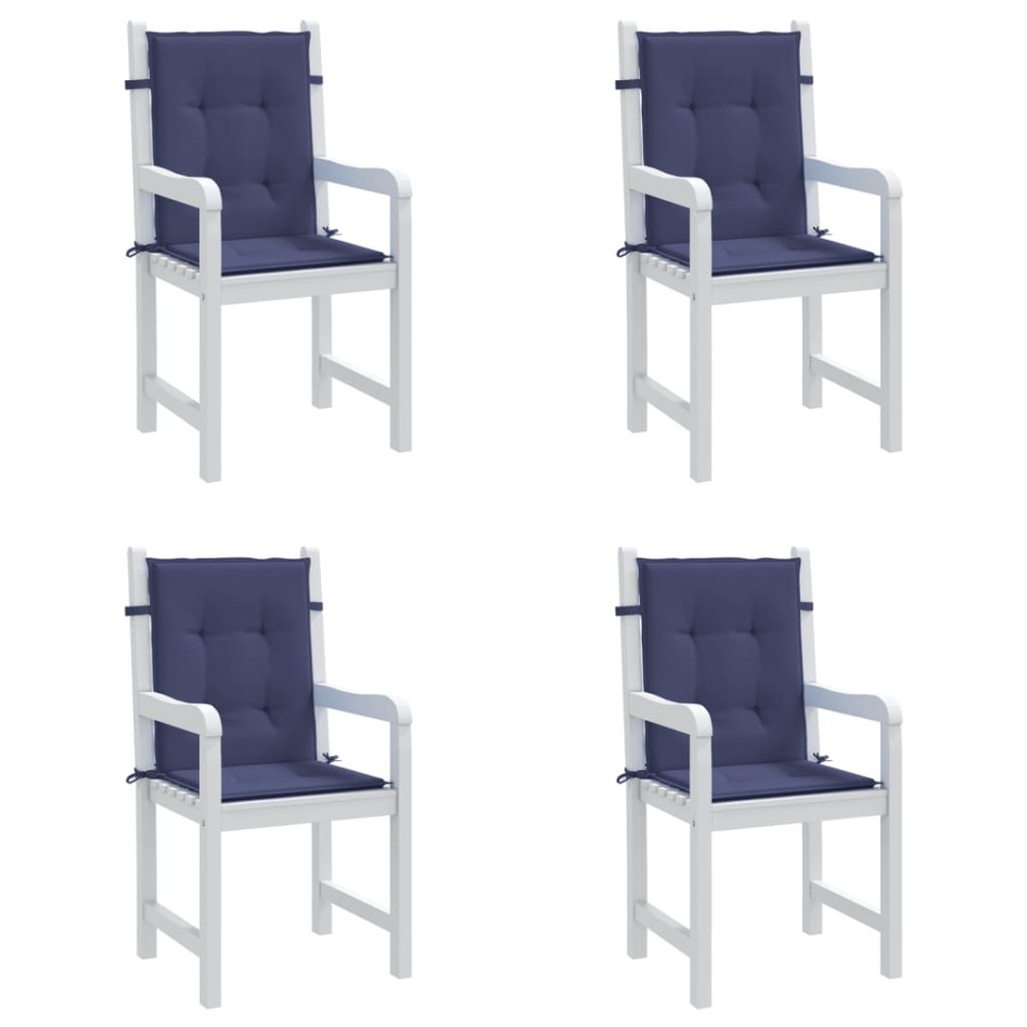 Cojines para silla con respaldo bajo 4 uds tela azul