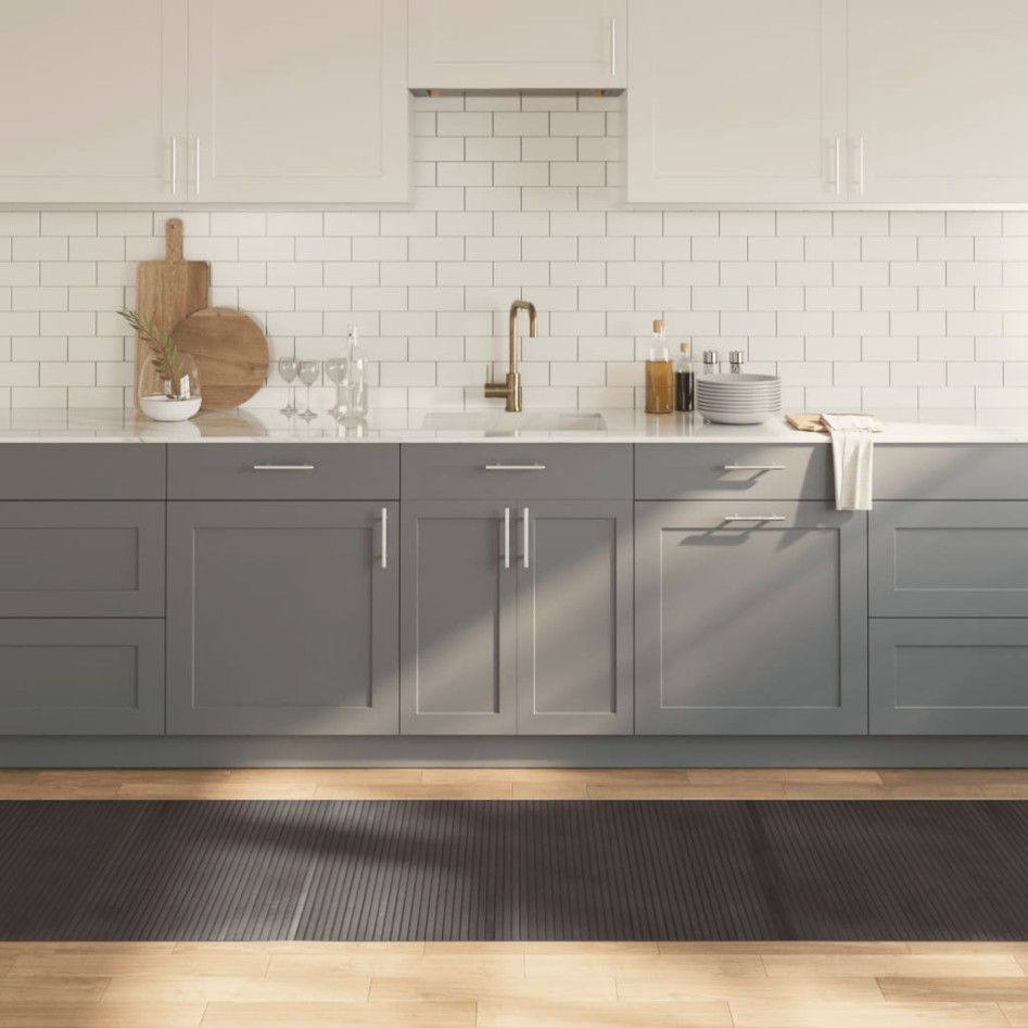 Alfombra rectangular bambú marrón oscuro 80x500