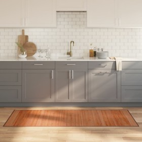 Alfombra rectangular bambú marrón 70x200