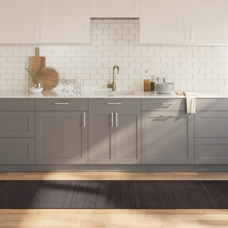 Alfombra rectangular bambú marrón oscuro 70x400