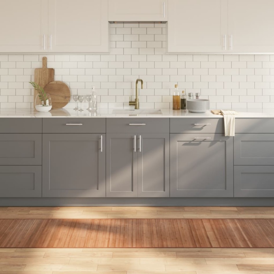 Alfombra rectangular bambú color natural 60x500