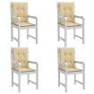 Cojines silla respaldo bajo 4 ud tela beige melange 100x50x4 cm