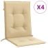 Cojines silla respaldo bajo 4 ud tela beige melange 100x50x4