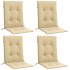 Cojines silla respaldo bajo 4 ud tela beige melange 100x50x4