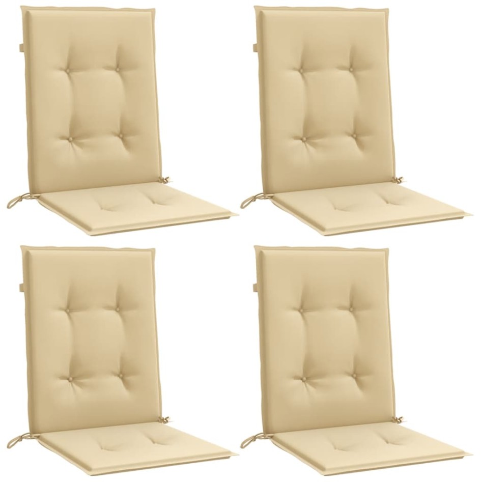 Cojines silla respaldo bajo 4 ud tela beige melange 100x50x4
