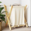 Cesto de la ropa sucia de bambú blanco crema 45x55x63,5 cm