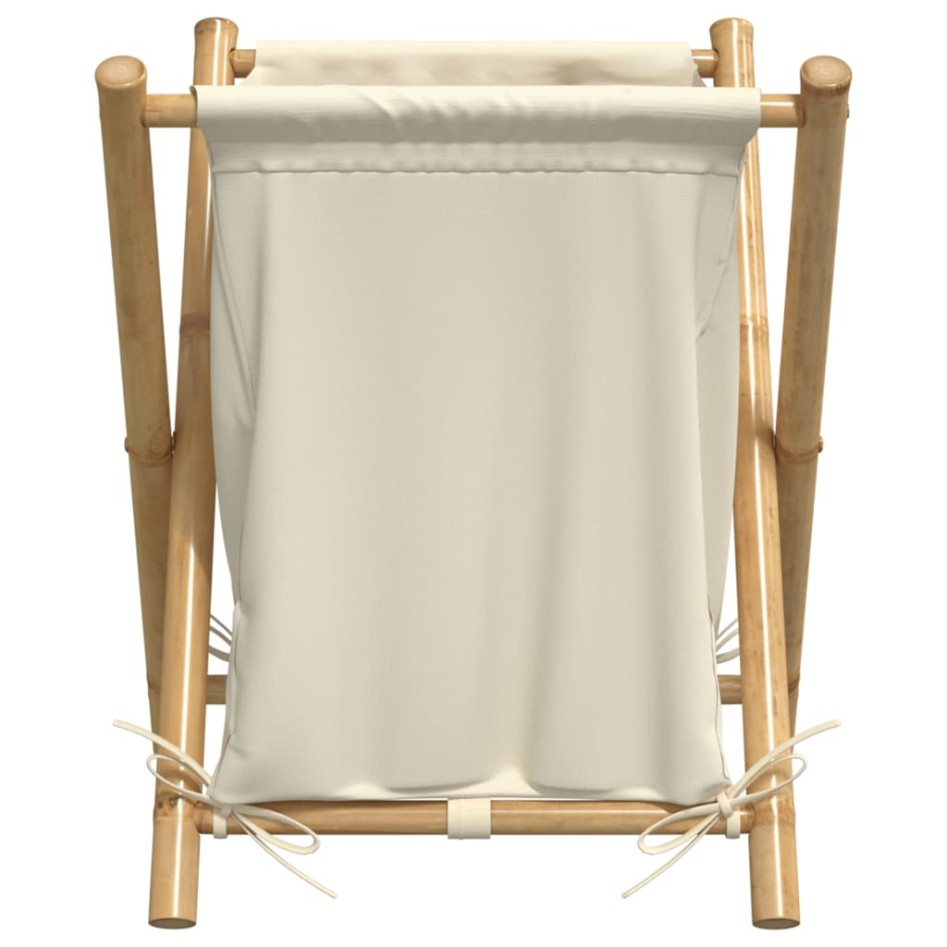 Cesto de la ropa sucia de bambú blanco crema 45x55x63,5