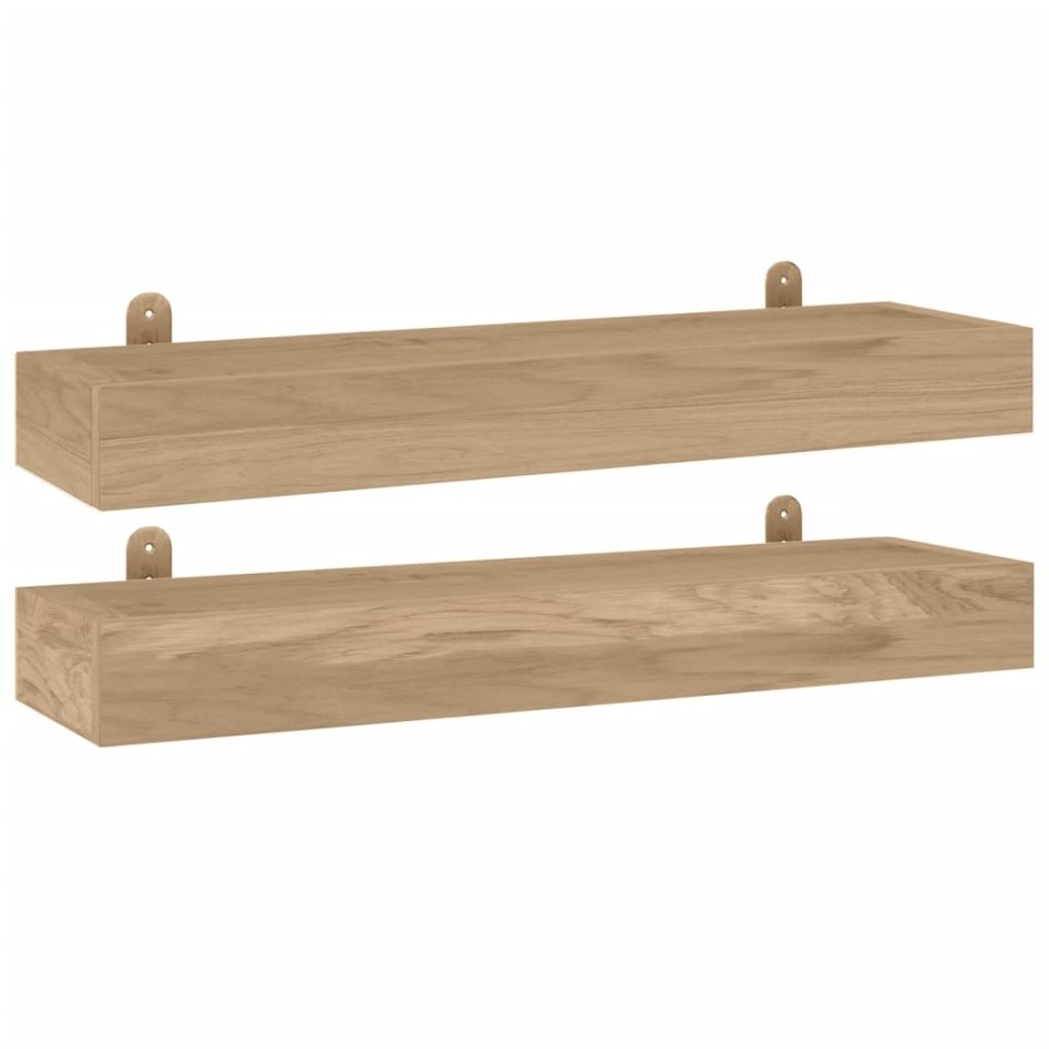 Estantes de pared 2 unidades madera maciza de teca 60x15x4