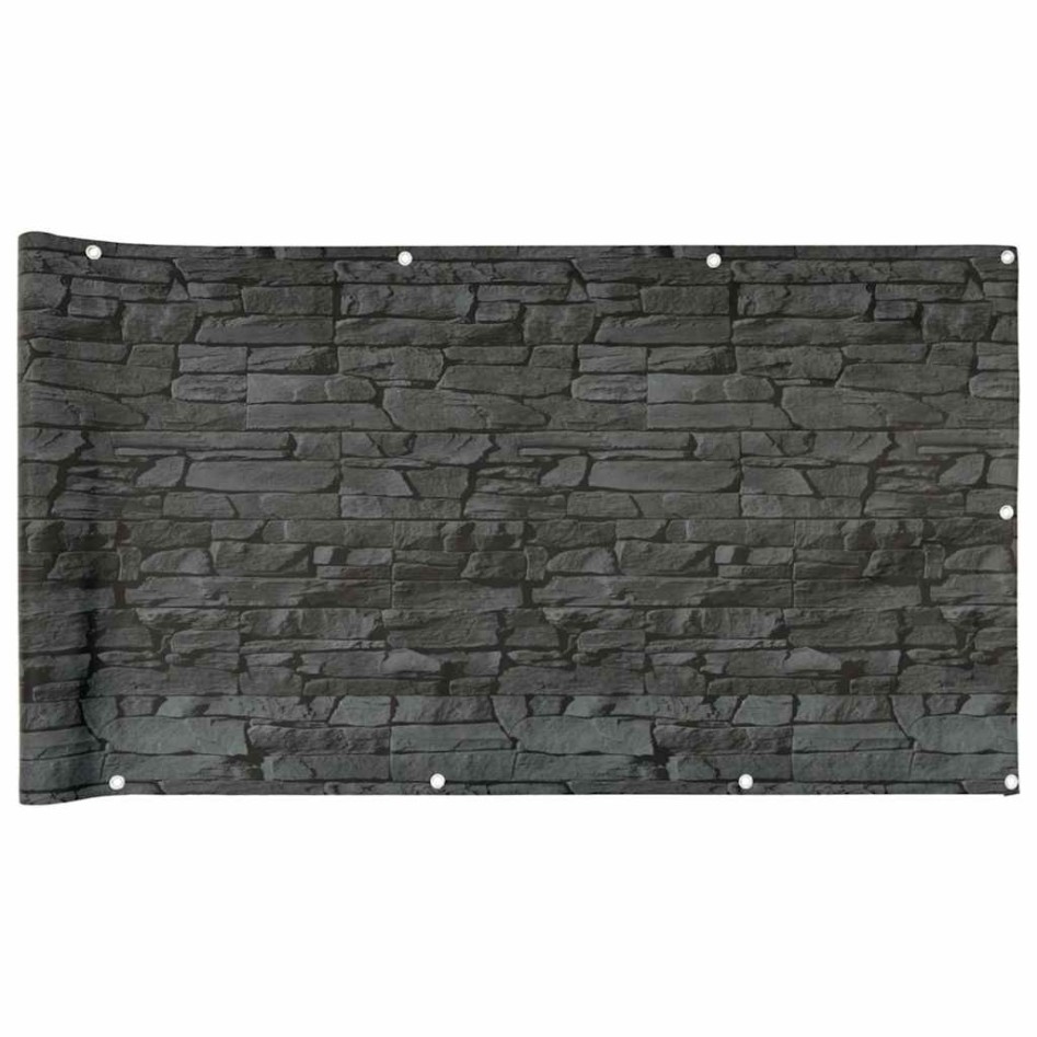 Pantalla de privacidad de balcón PVC look piedra gris