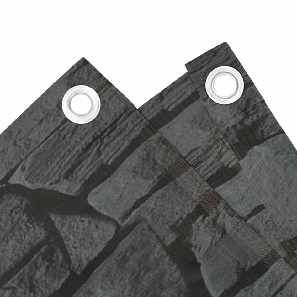 Pantalla de privacidad de balcón PVC look piedra gris