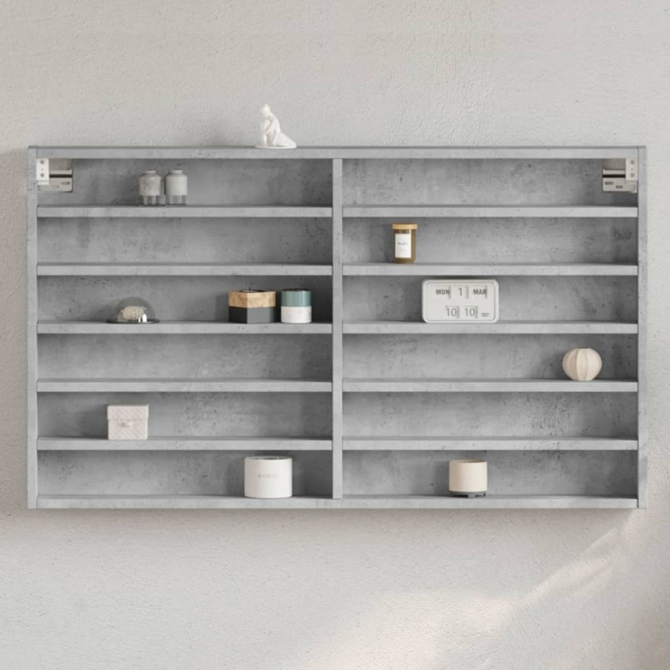 Vitrina de madera de ingeniería gris hormigón 100x8,5x58