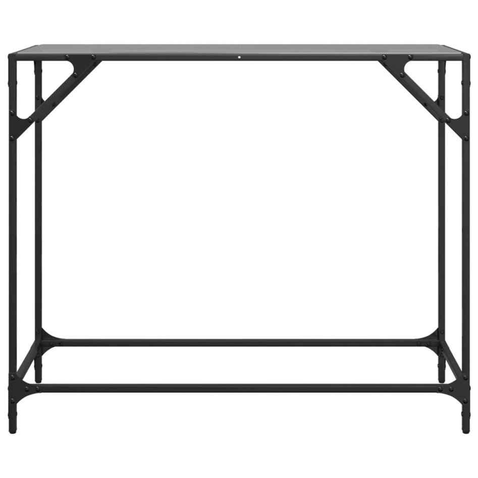 Mesa consola con superficie de vidrio negro acero 98x35x81