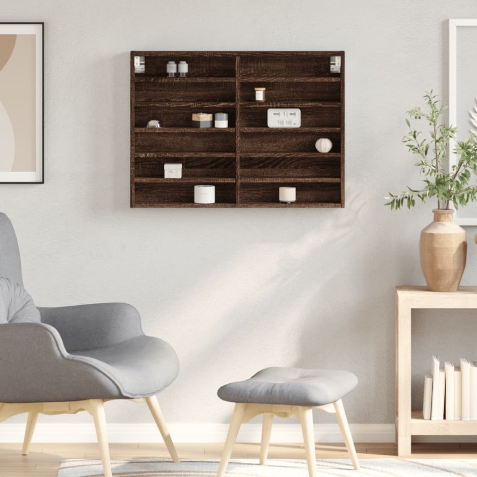 Vitrina de madera de ingeniería marrón roble 80x8,5x58