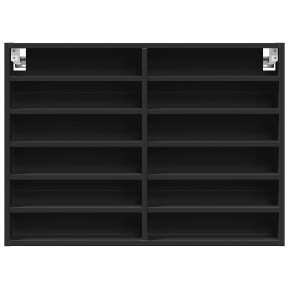 Vitrina de madera de ingeniería negra 80x8,5x58