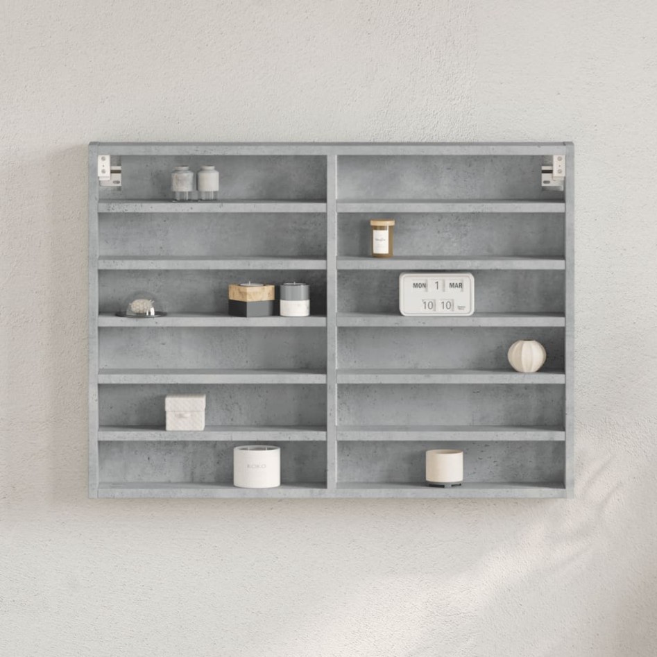 Vitrina de madera de ingeniería gris hormigón 80x8,5x58