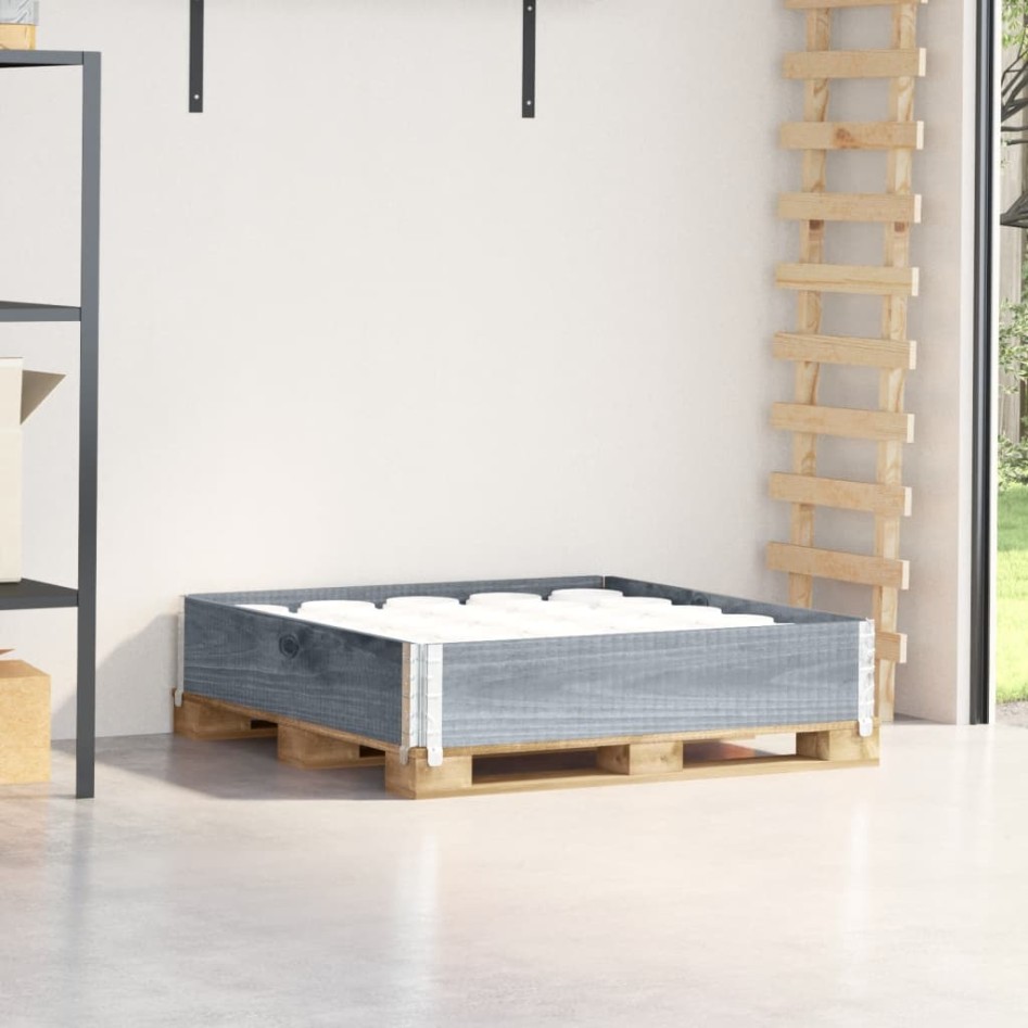 Collar de palet madera maciza de pino gris 100x100