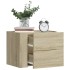 Mesita de noche de pared color roble ahumado 45x30x35