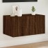 Mueble de TV de pared con luces LED roble marrón 60x35x31