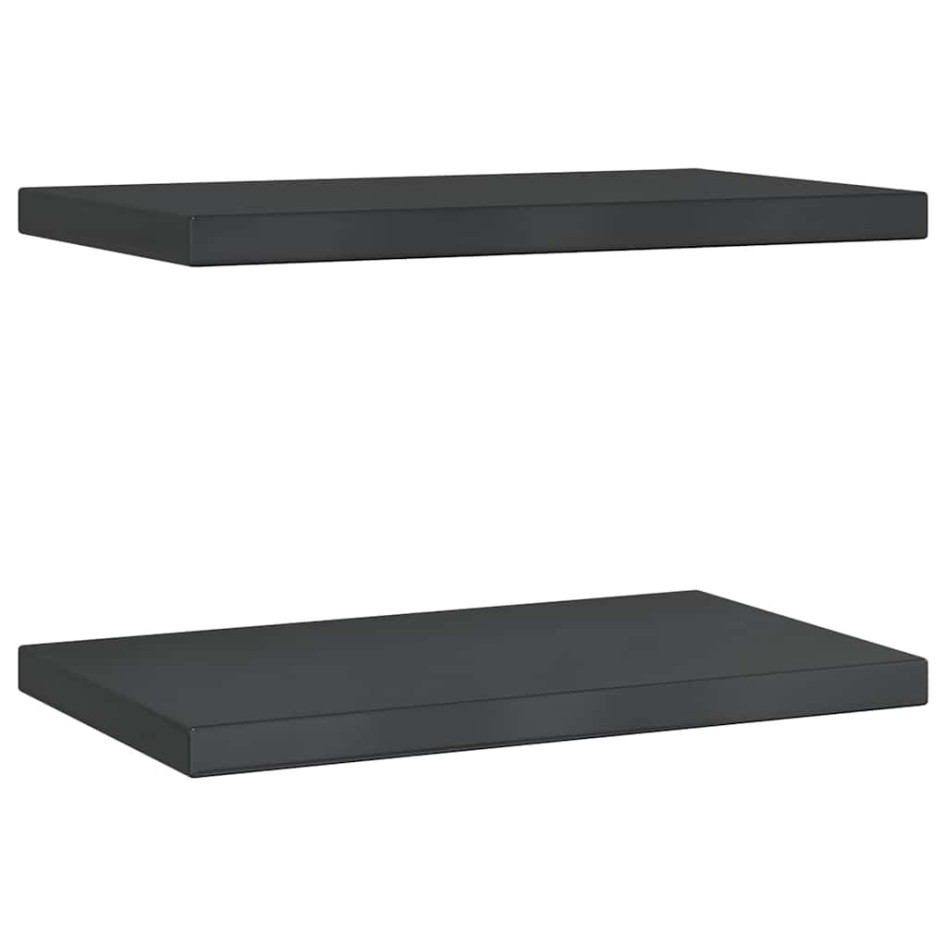 Estantes de pared 2 uds acero inoxidable negro 50x30x3