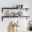 Estantes de pared 2 uds acero inoxidable negro 100x23,5x3 cm