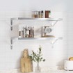 Estantes de pared 2 uds acero inoxidable plateado 75x30x3 cm