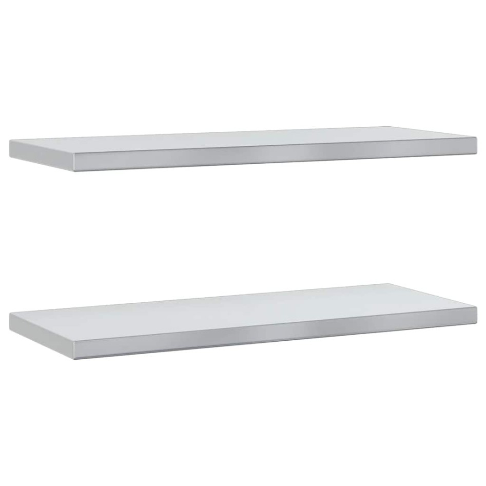 Estantes de pared 2 uds acero inoxidable plateado 75x30x3