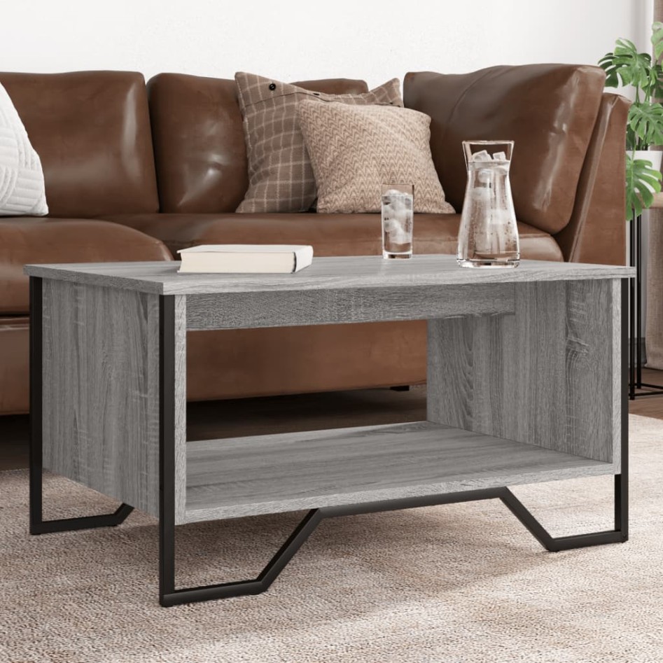 Mesa de centro madera contrachapada gris Sonoma 75x51x40