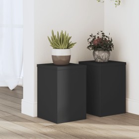 Soportes de plantas 2 uds madera ingeniería negro 20x20x30