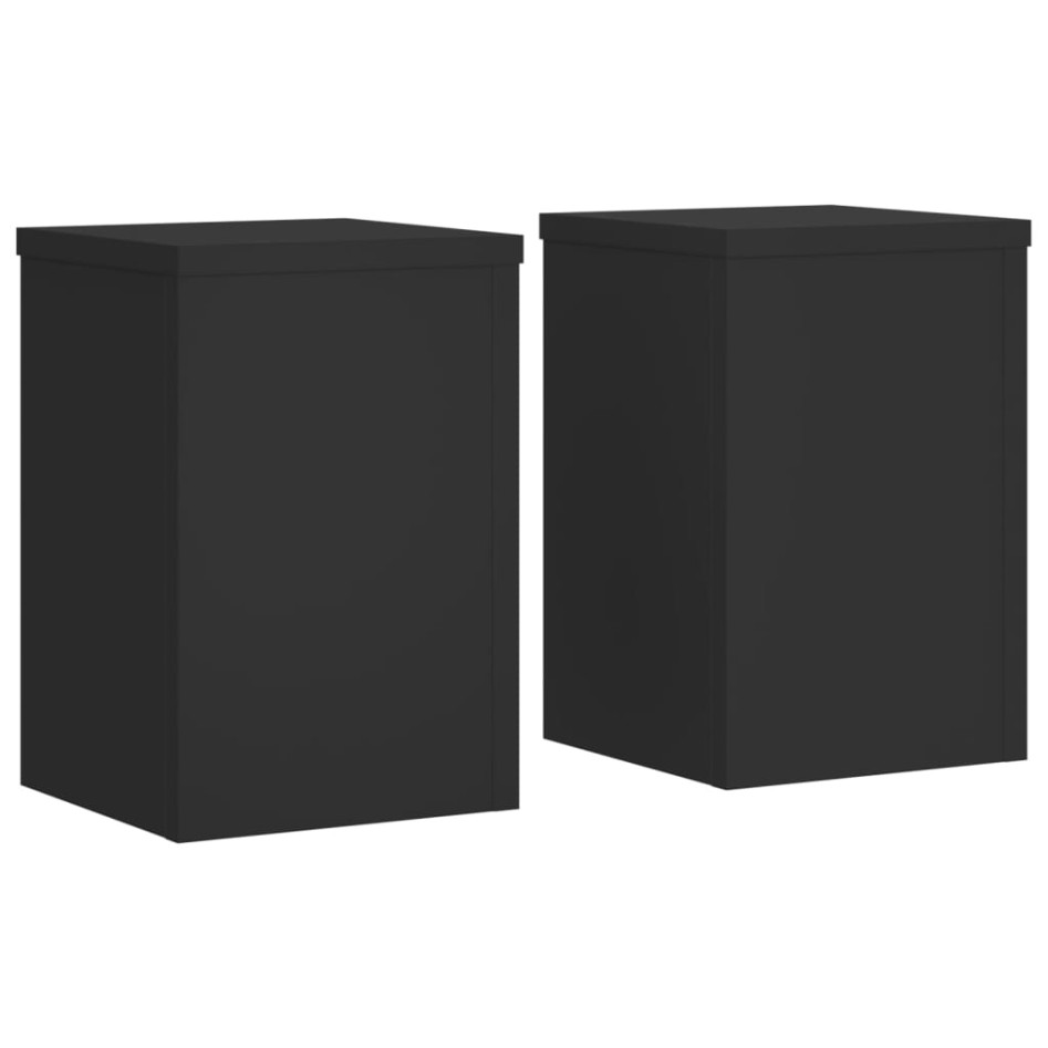 Soportes de plantas 2 uds madera ingeniería negro 20x20x30