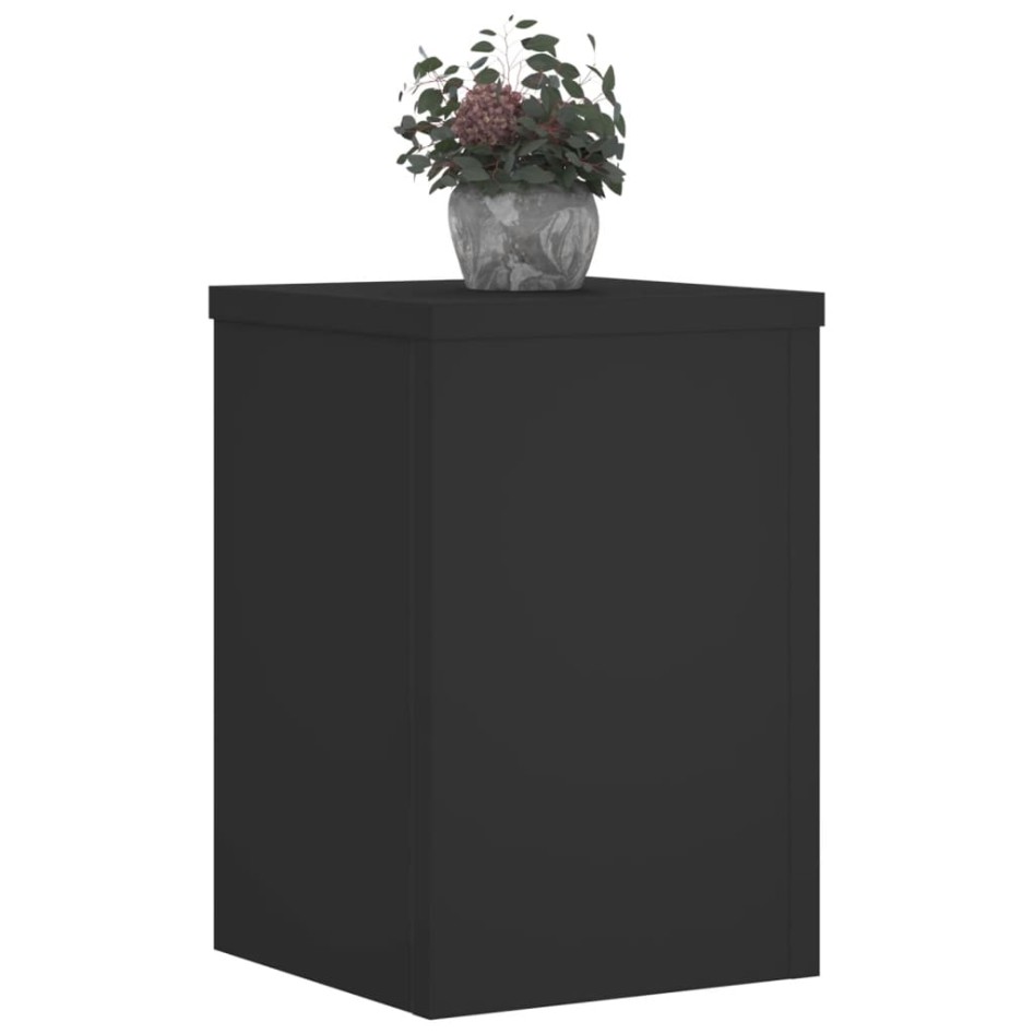 Soportes de plantas 2 uds madera ingeniería negro 20x20x30