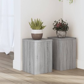 Soportes de plantas 2 uds madera gris Sonoma 20x20x30