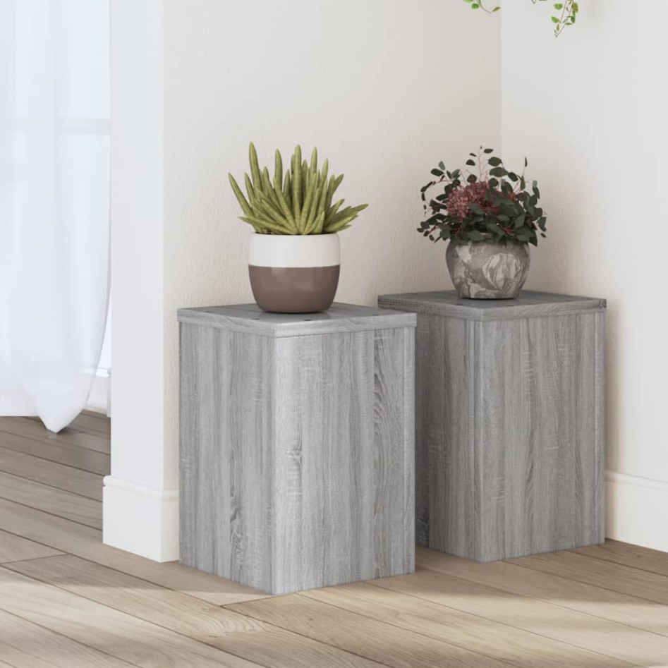 Soportes de plantas 2 uds madera gris Sonoma 20x20x30
